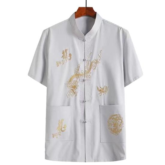 Мужская традиционная китайская льняная рубашка Тан, удобная стильная мягкая китайская рубашка с воротником и пряжкой