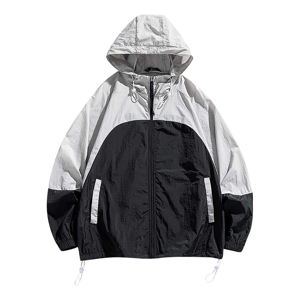 Летняя унисекс модная однотонная тонкая куртка на молнии с капюшоном и солнцезащитным козырьком