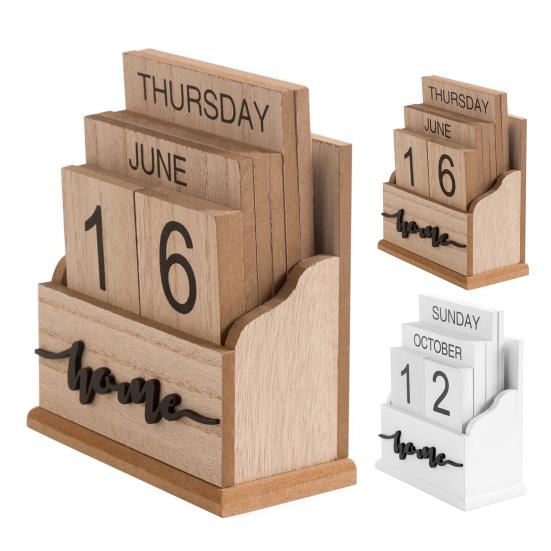 Деревянный настольный календарь, блок, вечный календарь, домашний офис, настольный декор, мини-календарь, подарок для семьи, друзей, детей