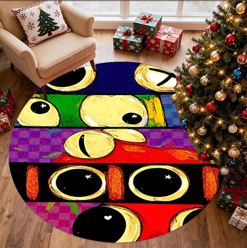 Game Rainbow Friends Pattern Round Rug, Indoor/Outdoor Mat, for Picnic, Gameroom, Bedroom, Office, Living Room, Home Decor Carpet, Birthday Gift