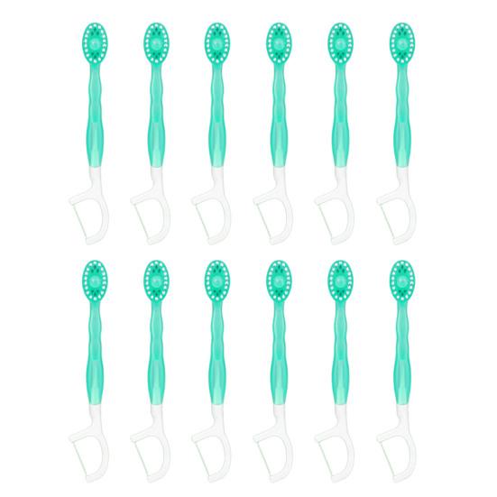 12Pcs Disposable Toothbrush with Toothpaste Floss Pick Tongue Scraper Portable Travel Adults