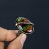 Ammolite Gemstone Copper Wire Wrapped Handmade Jewelry Ring All Size