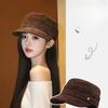 Retro Suede Flat Top Equestrian Hat Autumn and Winter New Personality Women's All-match Face Showing Little Painter Hat Newsboy Hat
