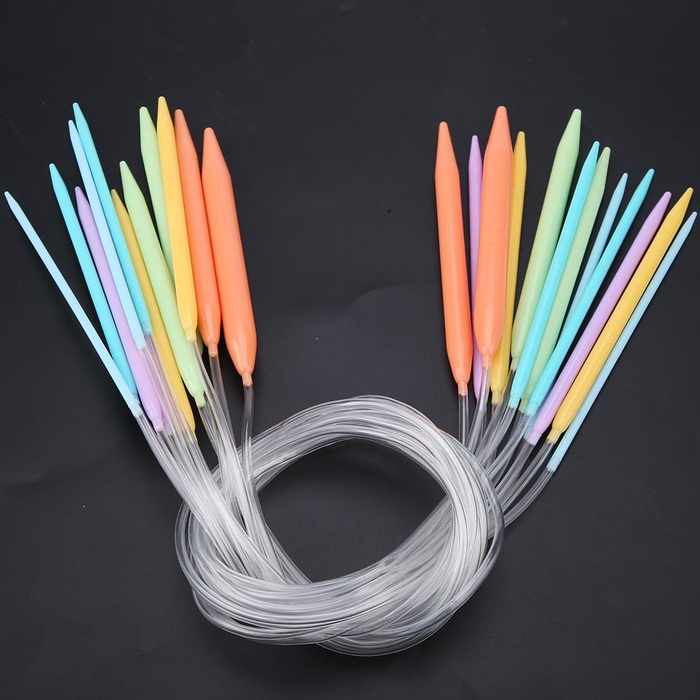 Multicolor Plastic Circular Tube Knitting Needles Kit Sweater Needle Set 12 PCS (80CM)