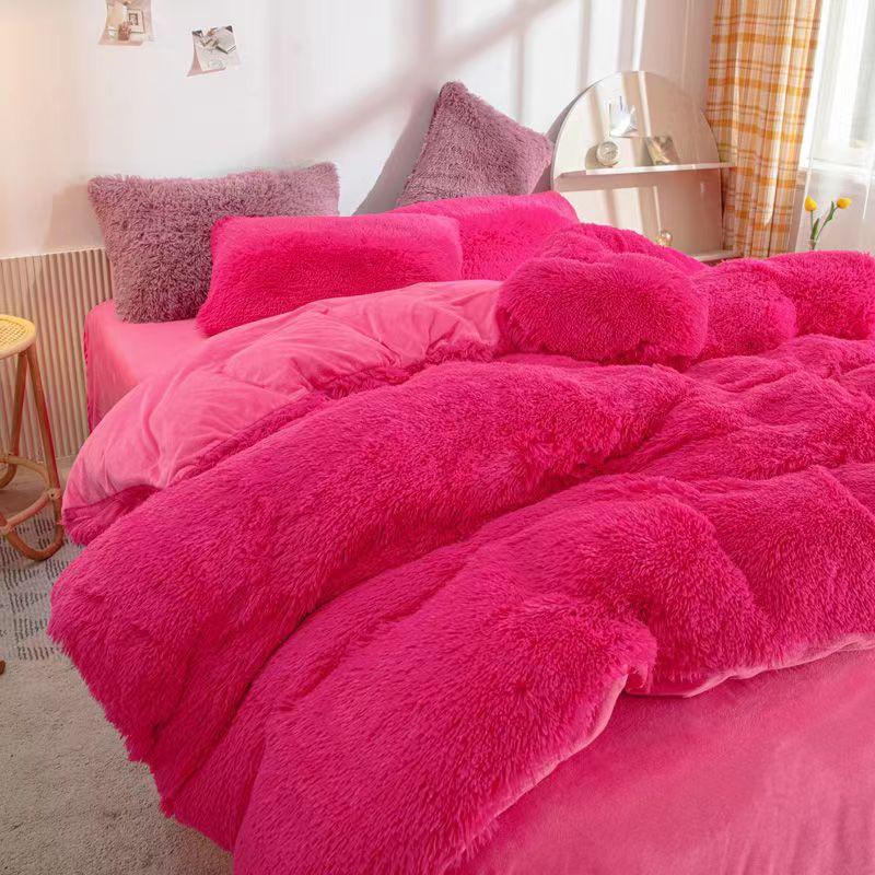 Размер King Size/Queen Size/Twin Size Зимняя юбка-кровать Пододеяльник Наволочка Комплект из четырех предметов Утолщение Теплая спальня Простое постельное белье Высококачественное зимнее белье