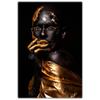 Gold Necklace African Woman Canvas Painting Figure Art Posters and Prints Black Women Wall Art Pictures for Living Room Decor