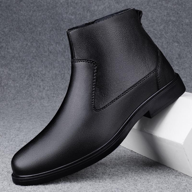 Высококачественные мужские теплые ботинки челси из натуральной кожи, ретро-ботинки по щиколотку, модные роскошные брендовые мужские ботинки без застежек, повседневная зимняя обувь