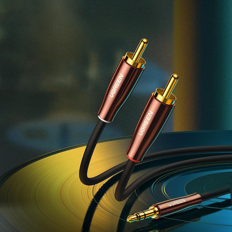 Ugreen Premium Copper 3.5mm to 2RCA Male Audio Cable 2m - Model AV170