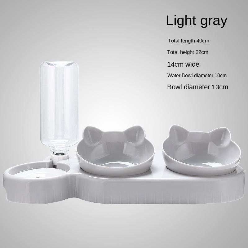 Тройные миски для кошек, наклон 15°, миски для подачи воды 3-в-1, двойные миски для кошек с автоматической миской для бутылочки с водой, посуда для кормления кошек