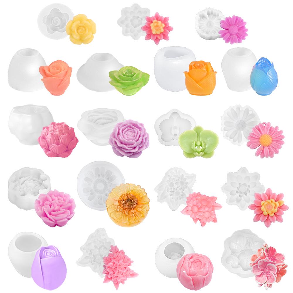 Силиконовая форма для свечи и мыла с ароматом лепестков розы 3D