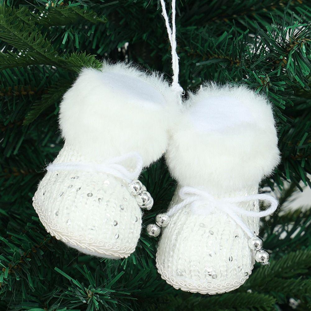 Elegant Knitted Christmas Shoes Ornament Handmade DIY Christmas Decorations for Xmas Tree