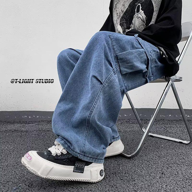 2023 Мужские прямые свободные повседневные джинсы на весну и осень