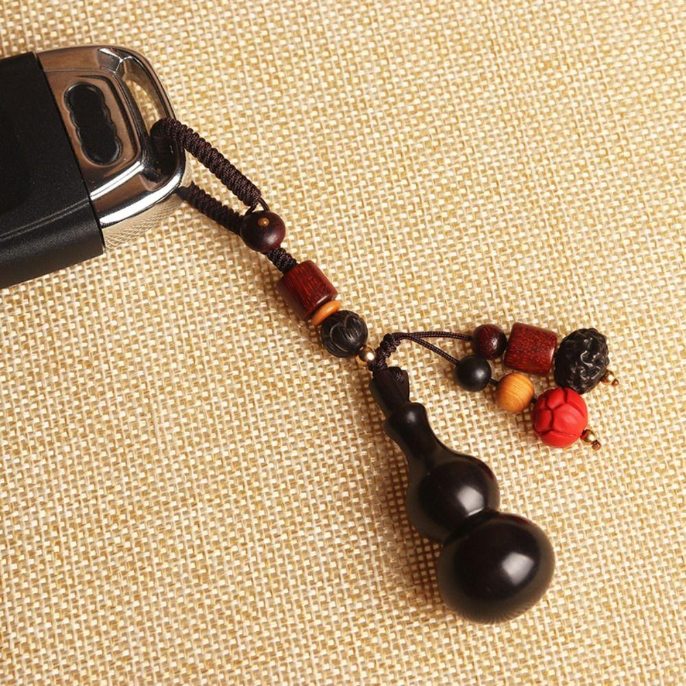 Polished Sandalwood Gourd Keychain Chinese Style Rosewood Car Keychain Man Gift