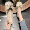 Spring New Women Bowknot Pearl Lace Princess Lolita Shoes Party Fashion Casual Ballet Flat Heel Shoes Soft Single Shoes