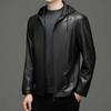 Genuine Leather Jacket Men's New Casual Leather Jacket Hooded Casual Motorcycle Jacket  Autumn Middle-aged Dad's Outfit