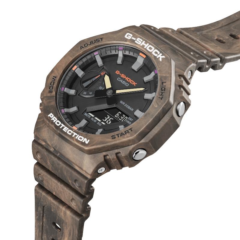 Casio Мужские часы G-SHOCK из смолы, водостойкость 200 м, аналогово-цифровые, ударопрочные, кварцевые, GA-2100FR-5A