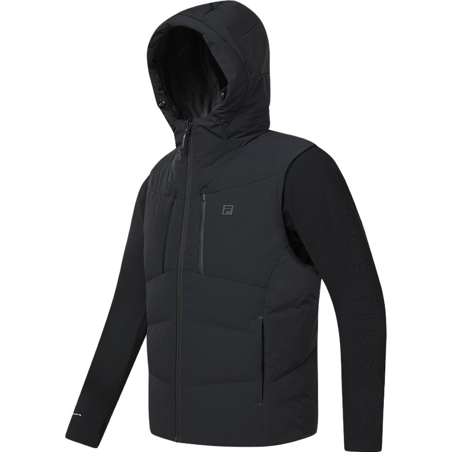Fila 2023 Winter New Down Jacket Two-Piece Set Basic Fitness Sports Hoodie Men Outerwear Black A11M341905F-BK