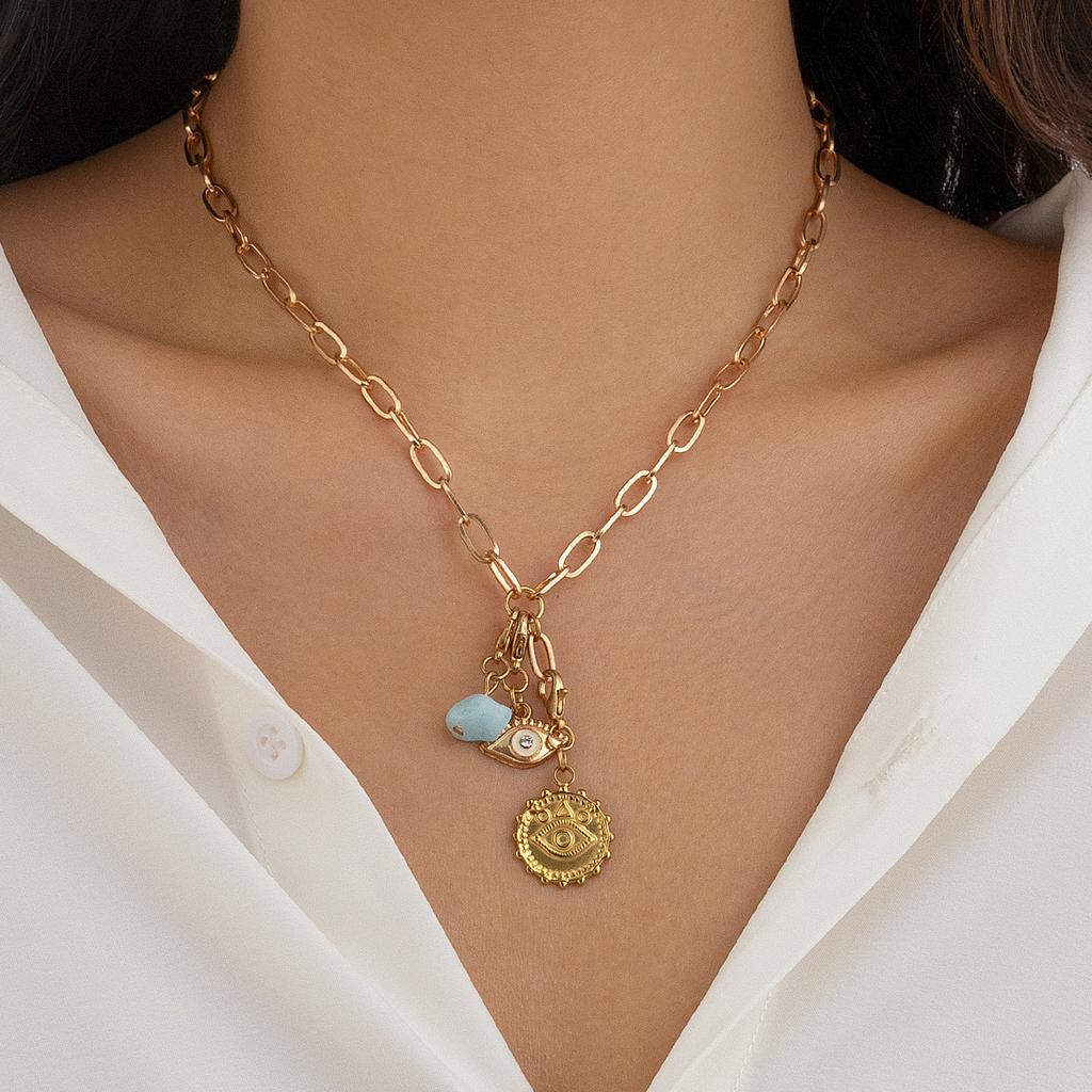Ожерелье Fashion Sense Sun Set Zircon с женским геометрическим узором из сплава Love Tassel Clavicle Chain