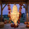 Remote Control LED Ghost Lights Swinging Outdoor Decor, Large Halloween Hanging with Maple Leaf Glowing Gauze Pendant Vine And for Tree, Porch, Yard,