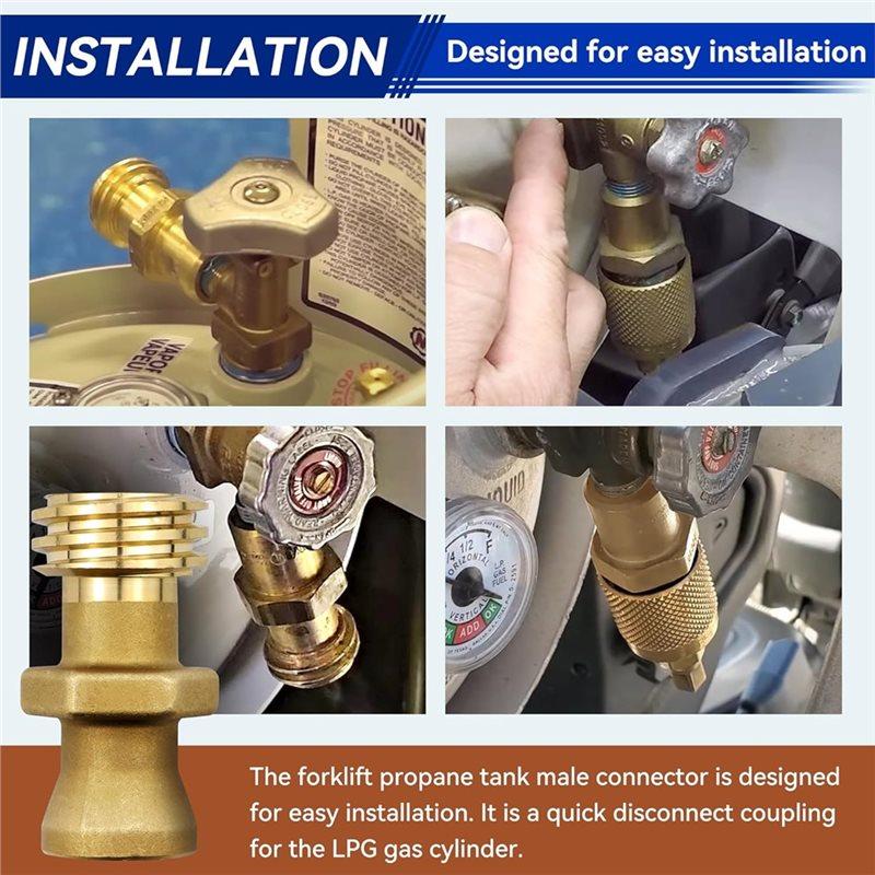Premium-For LPG Forklifts Compatible RE7141M Propane Tank Connector, Male Connection Fitting Adapter Valve