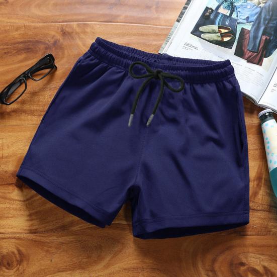 Men Running Shorts Elastic Waist Drawstring Gym Short Pants Solid Color Wide Leg Outdoor Shorts Streetwear