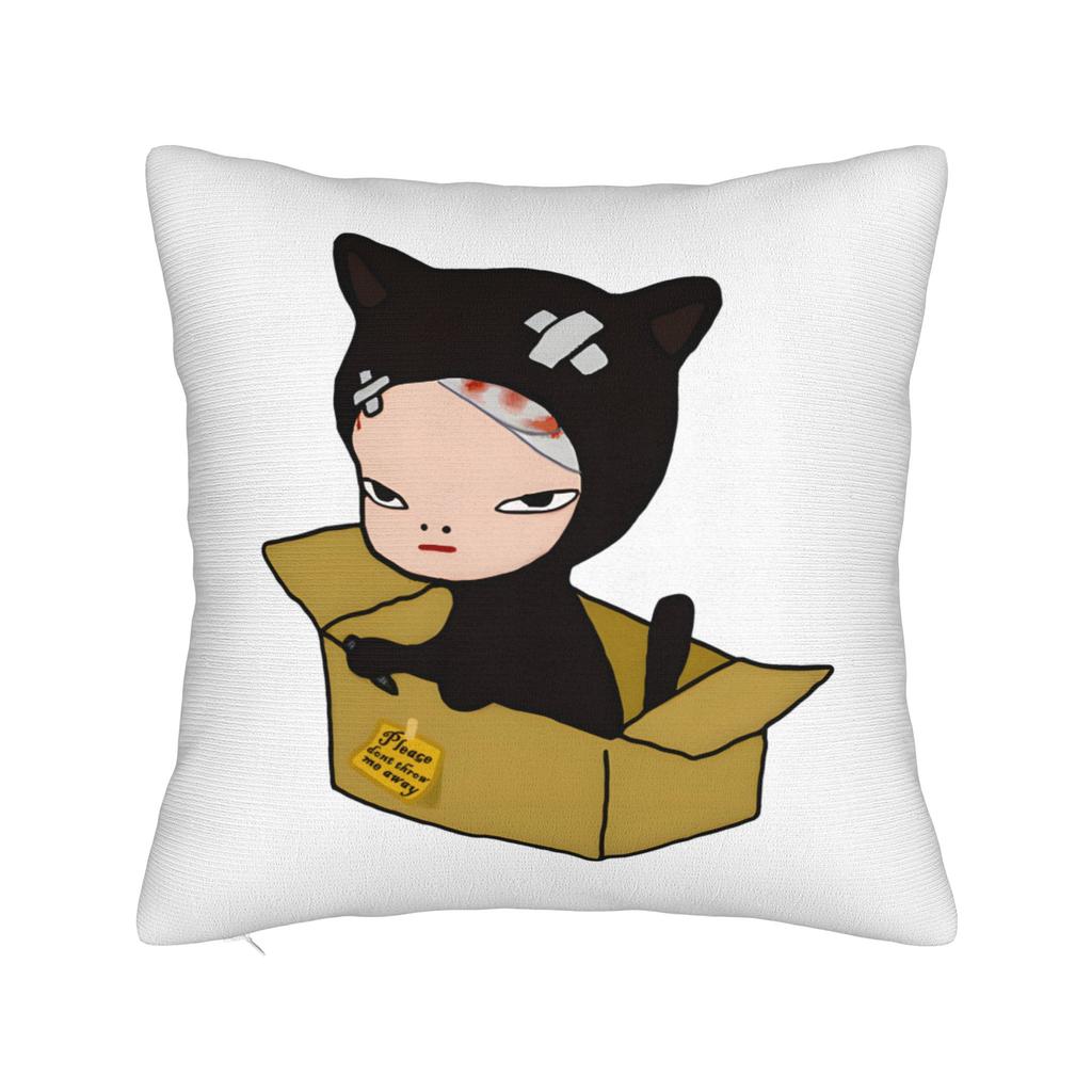 Yoshitomos Nara Japan Square Pillow Cases Cartoon Art Cushion Cover Fashion Zippered Decorative Pillowcase for Bed xcm