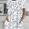 Women's Large Size Casual Elegant Fashion Flower Pattern Halloween Christmas Thanksgiving Digital Print Short Sleeve Round Neck Pocket T-Shirt Top