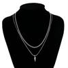 2 Pcs/Set Hip Hop Rivet Pendant Thin Snake Chain Necklace For Men Punk Silver/Gold Color Cuban Link Chain Party Jewelry