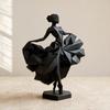 Геометрическая граненная фигурка танцовщицы, 3D-печатная черная статуэтка балерины, современная скульптура балерины для декора домашней полки стола