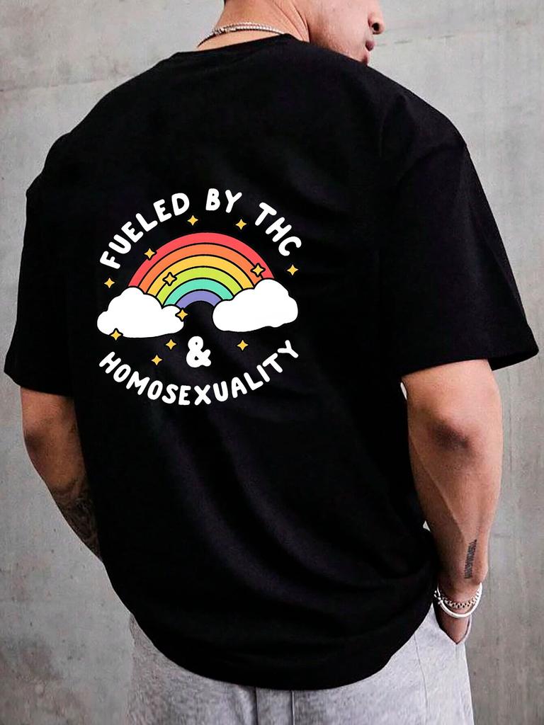 Корейская женская футболка с радужным принтом, женские хлопковые белые футболки, свободные футболки с короткими рукавами и круглым вырезом FeUnisex, одежда