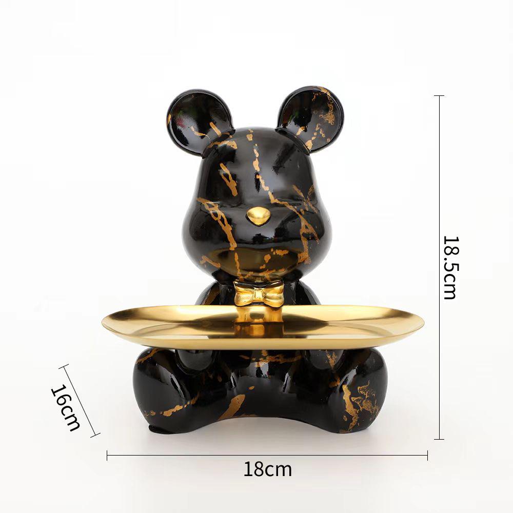 18.5cm Graffiti New Bear Figurine Home Decoration Animal Statue Keys Storage Shelf Modern Room Sculpture Table Decor Statues