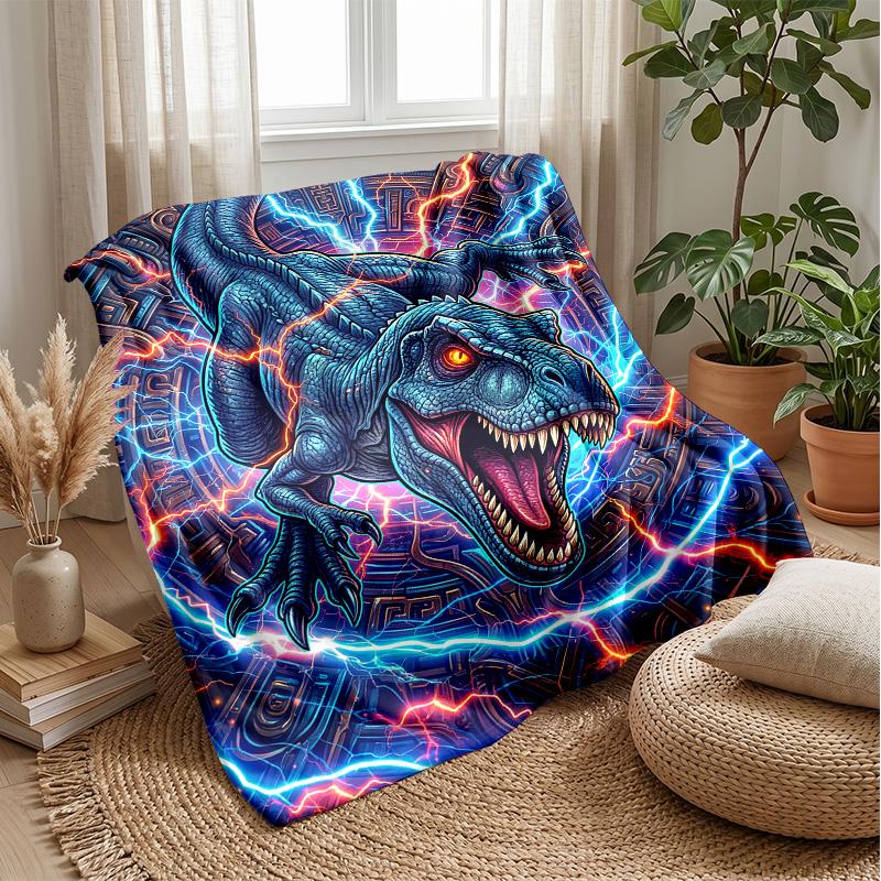 Dreamy Dinosaur Moon Night Theme blanket Lightweight Warm Flannel Blanket Decorative Throw Blanket for Home Decoration