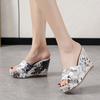 Women's Platform Shoes 2023 Women's High Heels Wedge Women's Slippers Floral Print Women's Casual Slippers Summer Shoes