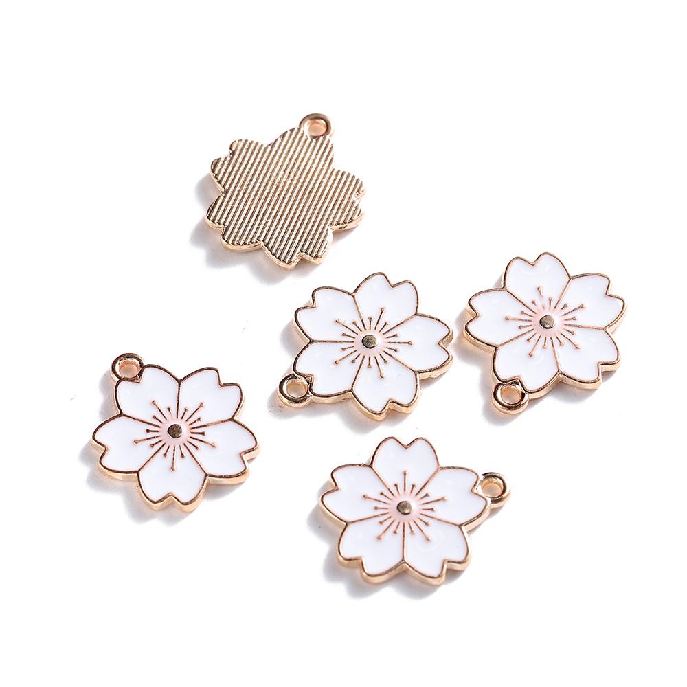 10Pcs/lot Mix Style Colorful Flower Pendants Enamel Metal Necklace Bracelet Charms For DIY Jewelry Making Supplies Accessories