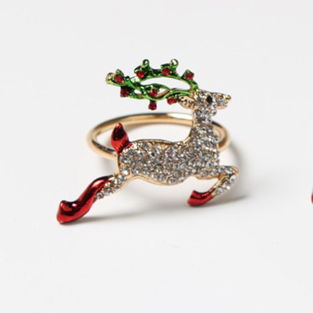 High-end Christmas Rhinestone napkin ring creative Christmas tree shape party table decoration towel buckle holiday ornaments