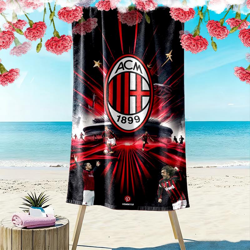 Пляжное полотенце с принтом AC Milan, Большое, Мягкое, Быстросохнущее, для Пляжа, Кемпинга, Плавания