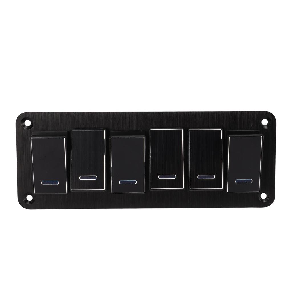 Водонепроницаемая панель тумблеров на 6 клавиш DC12V - 24V 3 контакта Синяя подсветка 30A Предварительно подключенная для автодома, яхты, автомобиля