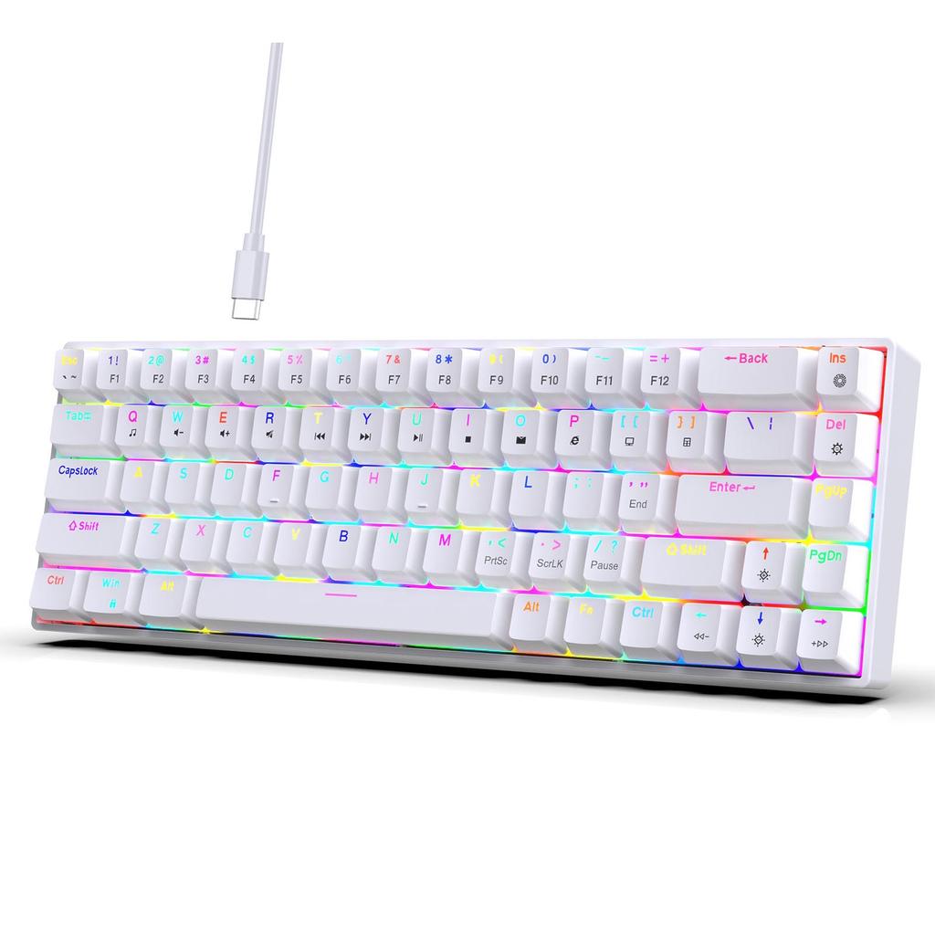 68 Клавиш Проводная Механическая Клавиатура RGB Подсветка Горячая Замена Компактный Дизайн для Игр