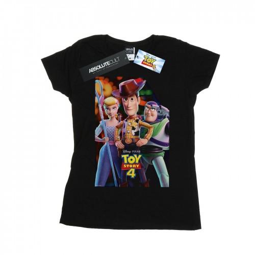 Disney Womens/Ladies Toy Story 4 Buzz Woody And Bo Peep Poster Cotton T-Shirt