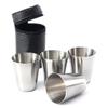 4Pcs/Set 30ML Stainless Steel Polished Wine Drinking Shot Glasses Cup with Leather Cover Case Bag Barware for Home Kitchen Bar
