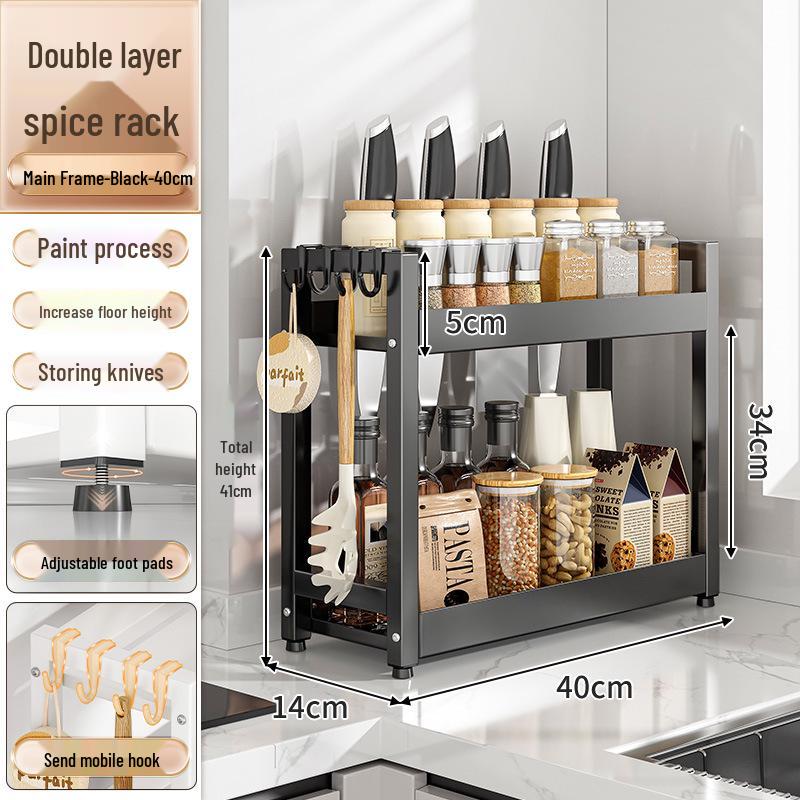 Настольная кухонная полка для хранения специй и соусов - Организуйте масло, соль, уксус и соевый соус