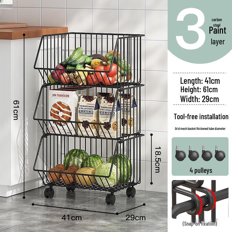 Многоярусная напольная кухонная стойка для овощей и фруктов