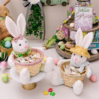 Корзина для хранения пасхального кролика, конфет, пасхальных яиц, украшения для вечеринки и свадьбы, пасхальные декоративные принадлежности.