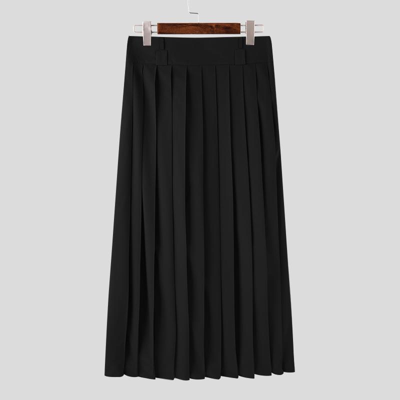 INCERUN Весенние мужские плиссированные свободные длинные юбки