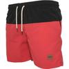 Short de bain - Urban Classics - BLOCK - Noir - Rouge - 100% nylon