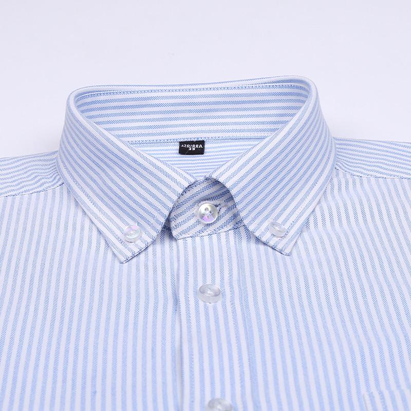 Pure Cotton Oxford Full Sleeve Button Down Collar Classic Men Casual Striped Shirts