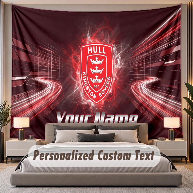 Custom Name Text Tapestry Hull KR Personalized Polyester Wall Tapestry For Bedroom And Room