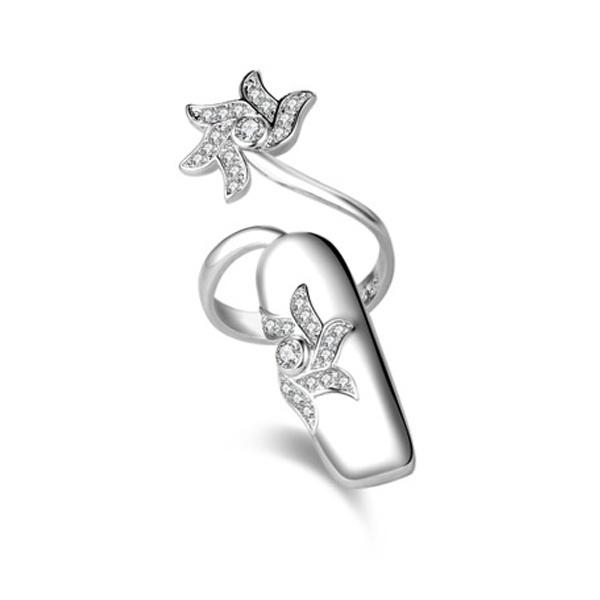 Очаровательное женское кольцо с цветком для ногтей, серебряное кольцо для ногтей, модные женские ювелирные изделия в подарок