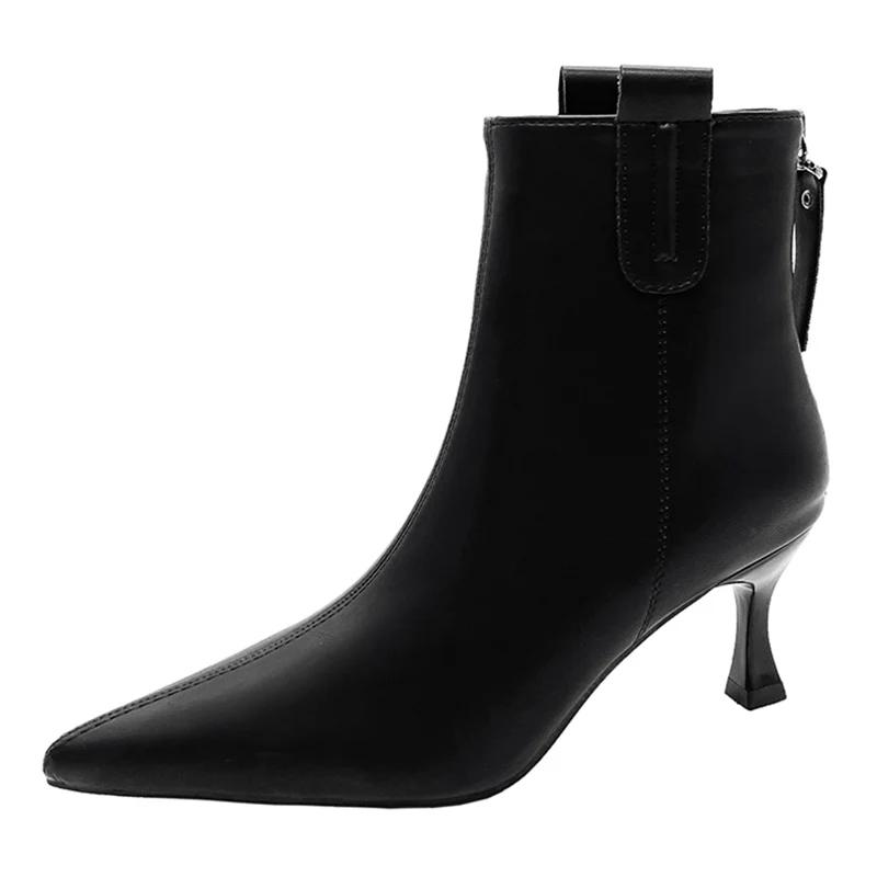 Новые короткие плюшевые зимние сапоги 2024 года, женские остроносые туфли-шпильки, черные, белые, на высоком каблуке, зимние туфли, женские сапоги