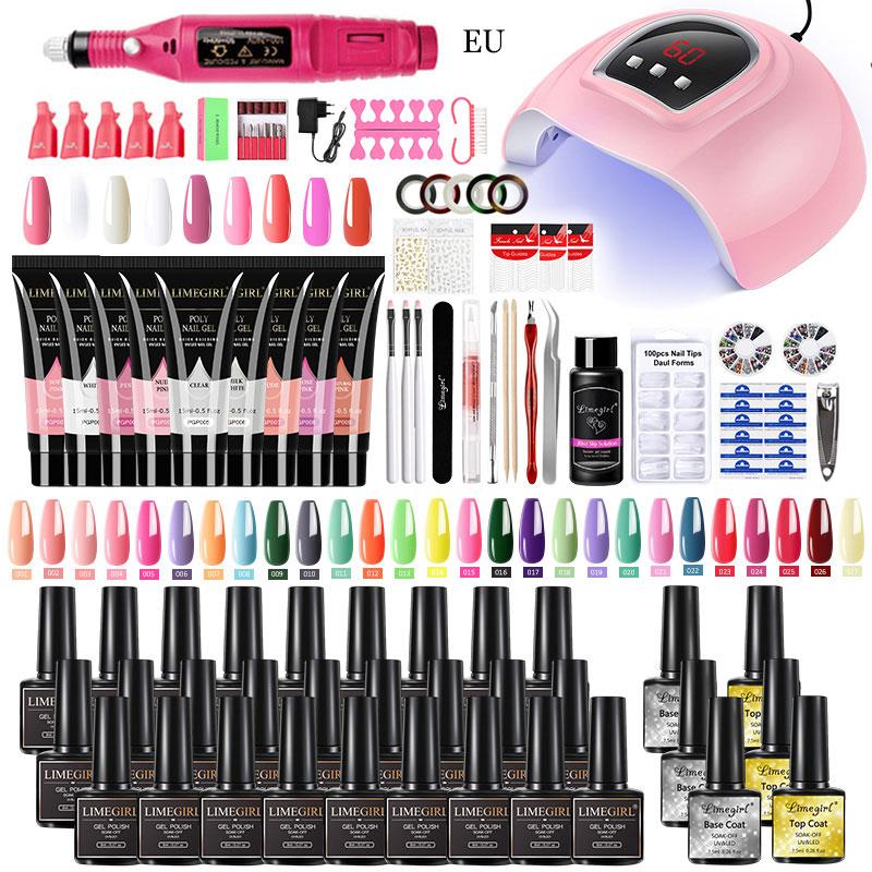 Manicure Set for Nail Extensions Gel Nail Polish Set Quick Building Polygels Set 54W LED Nail Lamp Nail Tools Set